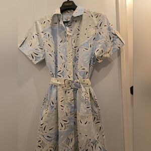 Elegant Blue Paisley Patterned Dress